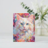 Kleurrijke Turkse angorakat Briefkaart (Staand voorkant)