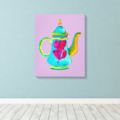 Kleurrijke Turkse theepot-waterverf Canvas Afdruk (Insitu (Houten vloer))