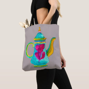 Kleurrijke Turkse theepot-waterverf Tote Bag