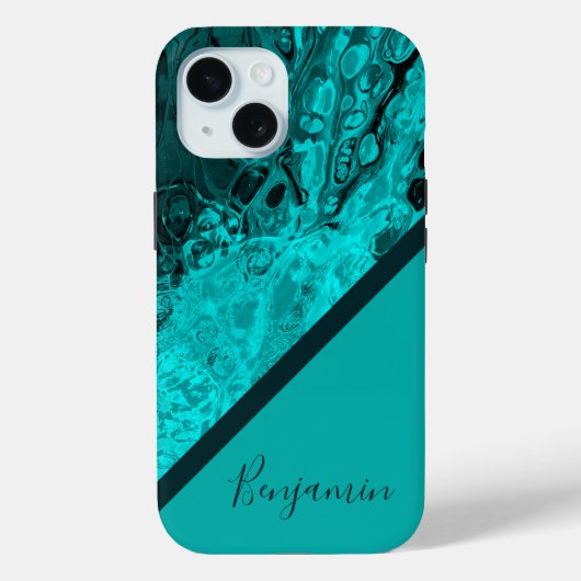 Kleurrijke turqouise chic cool marmer Case-Mate iPhone case (Achterkant)