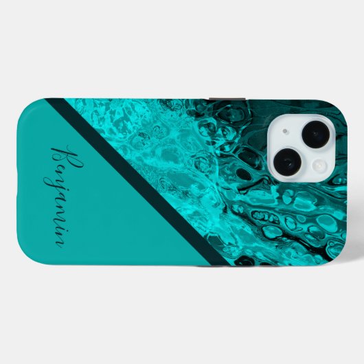 Kleurrijke turqouise chic cool marmer Case-Mate iPhone case (Achterkant (horizontaal))