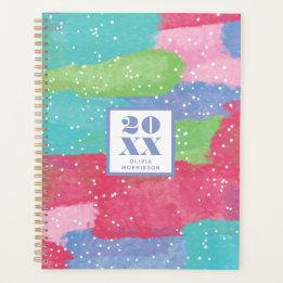 Kleurrijke turquoise, roze en rode Abstracte kunst Planner