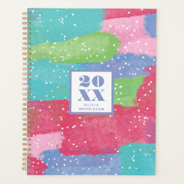 Kleurrijke turquoise, roze en rode Abstracte kunst Planner