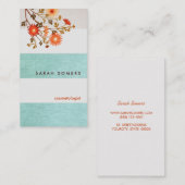 Kleurrijke Turquoise Streep Sinaasappel Cosmetolog Visitekaartje (Voorkant / Achterkant)