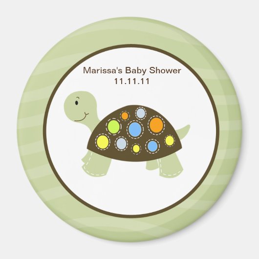 Kleurrijke Turtle 3-inch Ronde Favor Magnet - Groe (Voorkant)