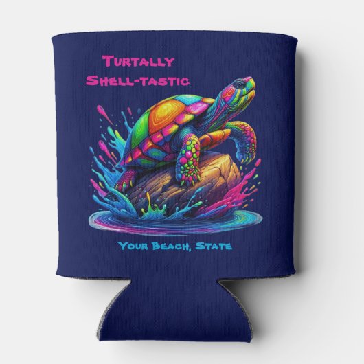 Kleurrijke Turtle Splash Blikjeskoeler (Achterkant)