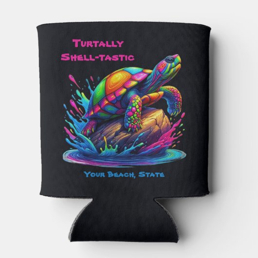 Kleurrijke Turtle Splash Blikjeskoeler (Achterkant)