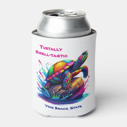 Kleurrijke Turtle Splash Blikjeskoeler (Blikje Voorkant)