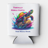 Kleurrijke Turtle Splash Blikjeskoeler (Voorkant)