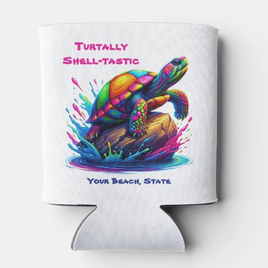 Kleurrijke Turtle Splash Blikjeskoeler (Achterkant)