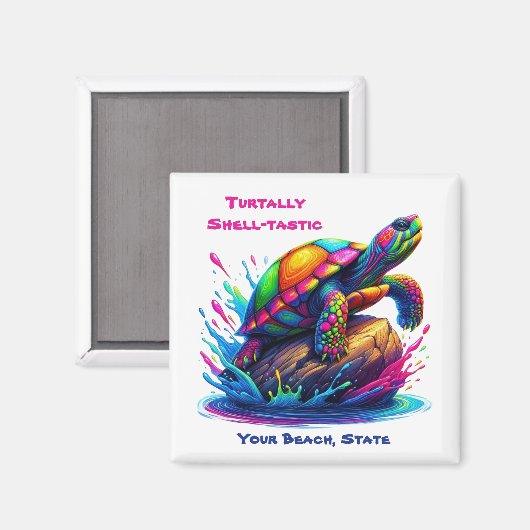 Kleurrijke Turtle Splash Magneet (Voorkant / Achterkant)