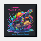 Kleurrijke Turtle Splash Magneet (Voorkant)