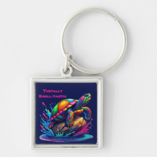 Kleurrijke Turtle Splash Sleutelhanger