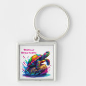 Kleurrijke Turtle Splash Sleutelhanger (Voorkant)