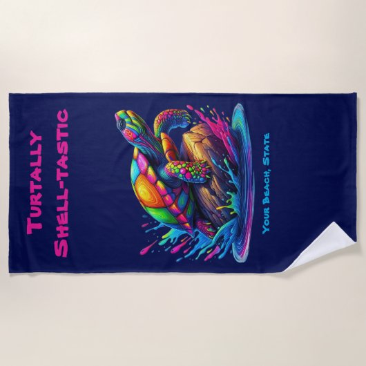 Kleurrijke Turtle Splash Strandlaken (Voorkant)