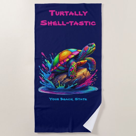 Kleurrijke Turtle Splash Strandlaken (Voorkant)
