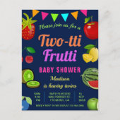 Kleurrijke Tutti Frutti Twins Baby shower Uitnodiging Briefkaart (Voorkant)