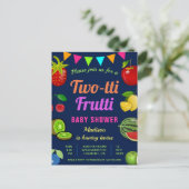 Kleurrijke Tutti Frutti Twins Baby shower Uitnodiging Briefkaart (Staand voorkant)