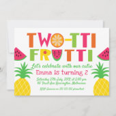 Kleurrijke twee-tti frutti verjaardagsuitnodiging kaart (Voorkant)