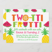 Kleurrijke twee-tti frutti verjaardagsuitnodiging kaart (Voorkant / Achterkant)