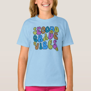 Kleurrijke Tweede Klas Vibes Terug Naar School Ret T-shirt
