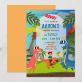 Kleurrijke Tweede Verjaardag Dinosaurus Adventure Kaart (Voorkant / Achterkant)