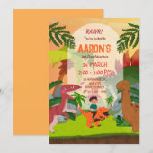 Kleurrijke Tweede Verjaardag Dinosaurus Adventure  Kaart (Voorkant / Achterkant)