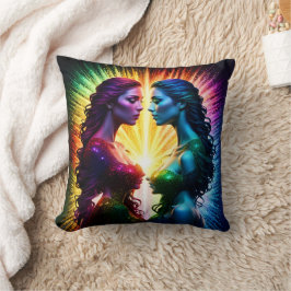 Kleurrijke tweeling omhelst licht 's nachts kussen