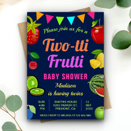 Kleurrijke Tweeling Tutti Frutti Baby Shower Uitno Kaart