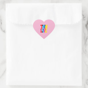 Kleurrijke Tweelingliefde Hart Sticker