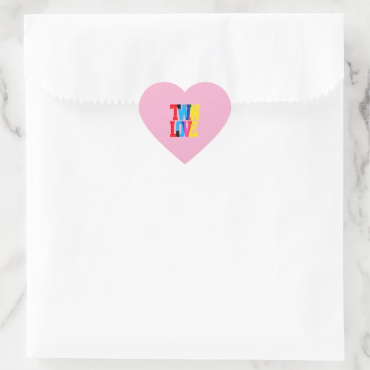 Kleurrijke Tweelingliefde  Hart Sticker (Tas)