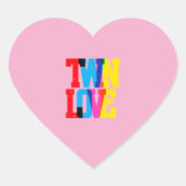 Kleurrijke Tweelingliefde  Hart Sticker (Voorkant)