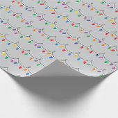 Kleurrijke Twinkling Lights Kerst Grijs Naadloos Cadeaupapier (Hoek)