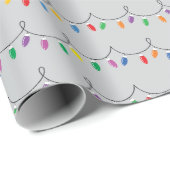 Kleurrijke Twinkling Lights Kerst Grijs Naadloos Cadeaupapier (Rol Hoek)