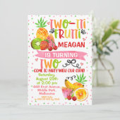 Kleurrijke Two-tti Frutti 2e Verjaardag Uitnodigin Kaart (Staand voorkant)
