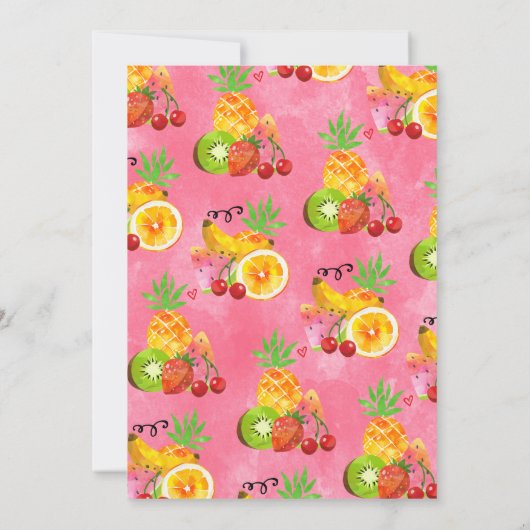 Kleurrijke Two-tti Frutti 2e Verjaardag Uitnodigin Kaart (Achterkant)