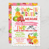 Kleurrijke Two-tti Frutti 2e Verjaardag Uitnodigin Kaart (Voorkant / Achterkant)