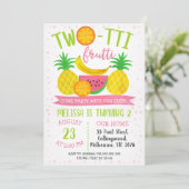 Kleurrijke Twotti Frutti 2e verjaardag uitnodiging (Staand voorkant)