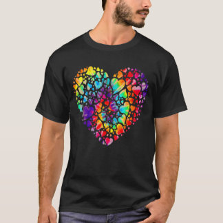 Kleurrijke Tye Dye Die Touw Hart Valentijnsdag T-shirt