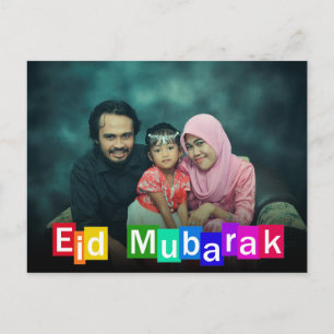 Kleurrijke Typografie Blokken Eid Mubarak - Briefk Briefkaart