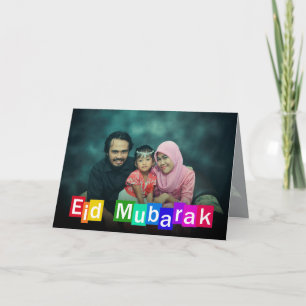 Kleurrijke Typografie Eid Mubarak - Wenskaart Kaart