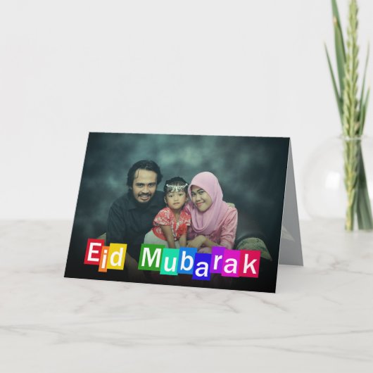 Kleurrijke typografie Eid Mubarak - Wenskaart Kaart (Voorkant)