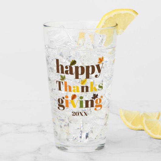 Kleurrijke typografie en bladeren Thanksgiving her Glas (Achterkant ijs)