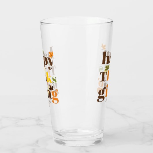 Kleurrijke typografie en bladeren Thanksgiving her Glas (Links)