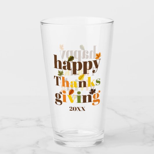 Kleurrijke typografie en bladeren Thanksgiving her Glas (Voorkant)