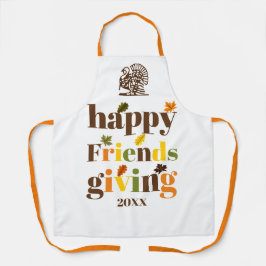 Kleurrijke typografie en kalkoen Friendsgiving Schort