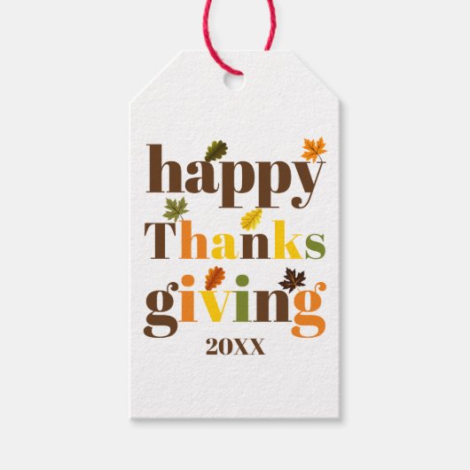 Kleurrijke typografie en laat Thanksgiving herfst Cadeaulabel (Voorkant)