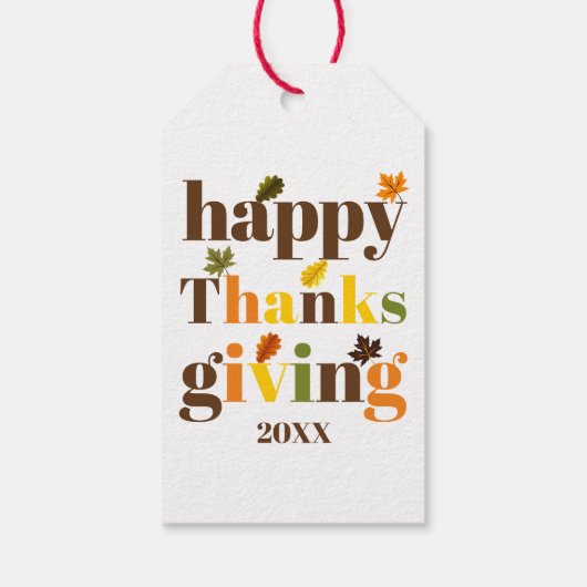 Kleurrijke typografie en laat Thanksgiving herfst Cadeaulabel (Achterkant)