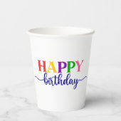 Kleurrijke Typografie Gelukkige Verjaardag Papieren Bekers (Achterkant)