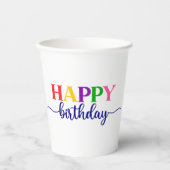Kleurrijke Typografie Gelukkige Verjaardag Papieren Bekers (Voorkant)